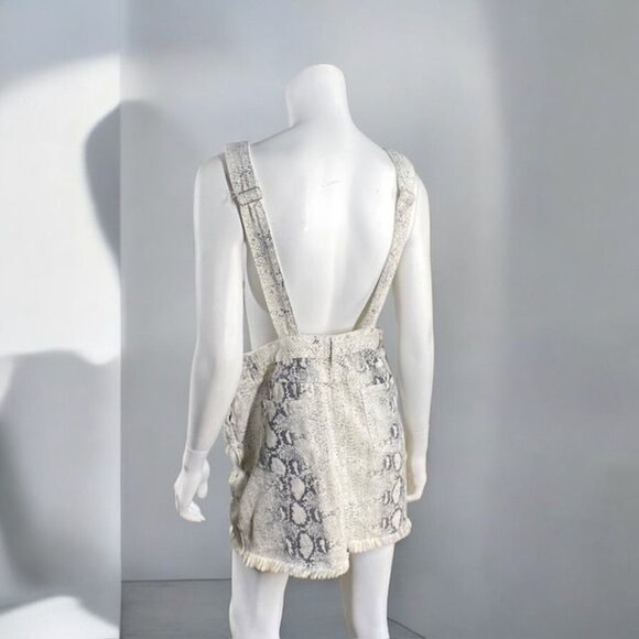 Pol Snakeskin Overall Skirt Beige Size Medium - Picture 13 of 16